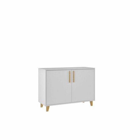 DESIGNED TO FURNISH Mid-Century - Modern Herald Double Side Cabinet with 2 Shelves in White, 25.79 x 35.43 x 14.17 in. DE2616426